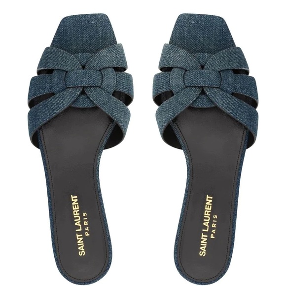 Saint Laurent Shoes - ❌❌SOLD! NIB Saint Laurent Tribute Nu Pieds Denim Slides